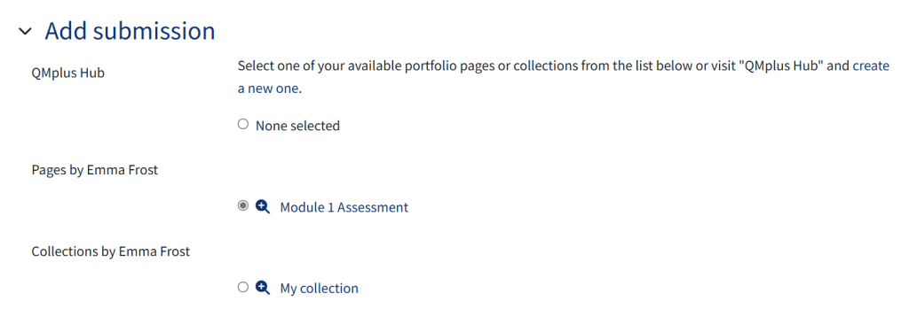 Add a submission options for QMplus Hub
